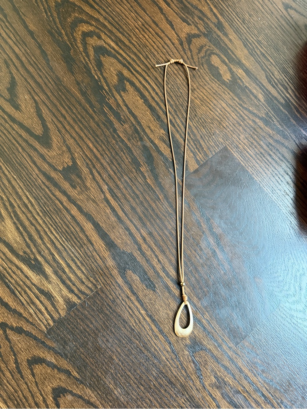 Cord Necklace with Gold Teardrop Pendant